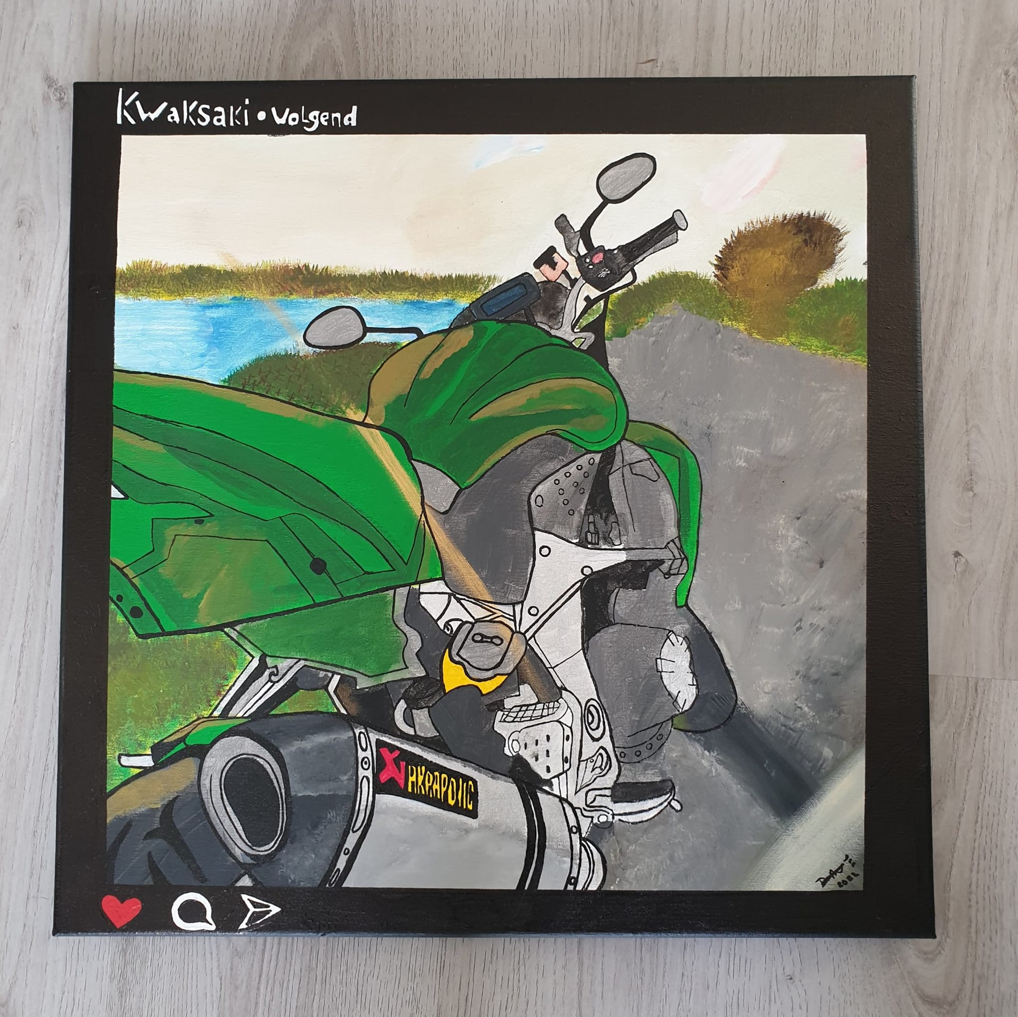 Schilderij van een motor